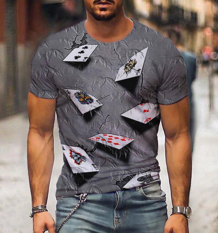 3D Graphic Printed Short Sleeve Shirts Abstract Print