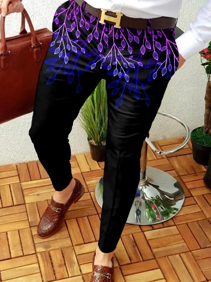 Retro Casual Printed Men's Suit Pants