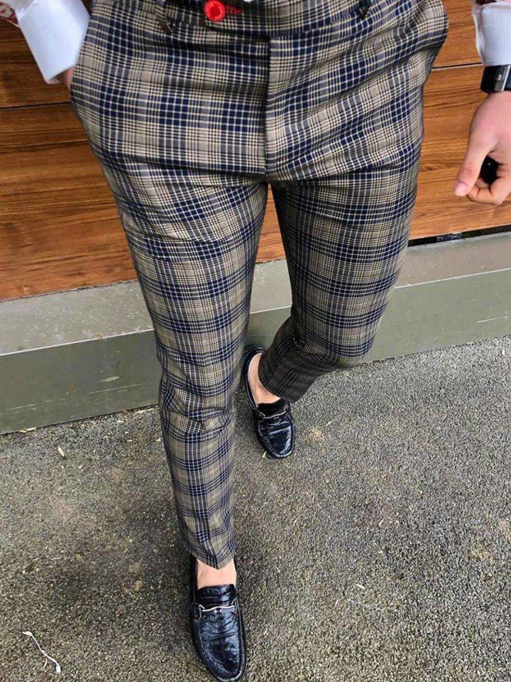 Retro Casual Printed Men's Suit Pants