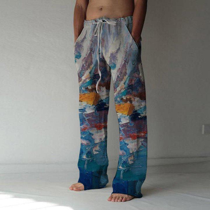 New Designed Lace-Up Print Men's Summer Pant