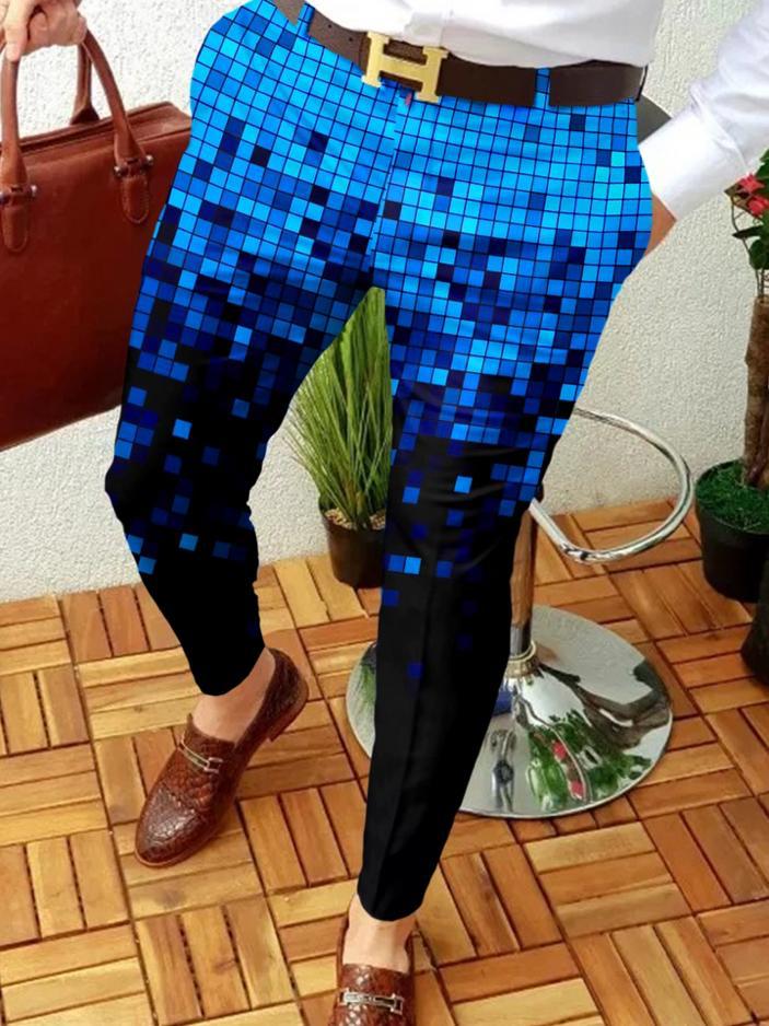 New Retro Casual Printed Men's Suit Pant