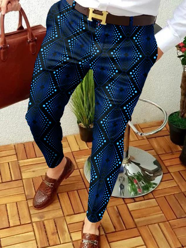 Retro Casual Printed Men's Suit Pants