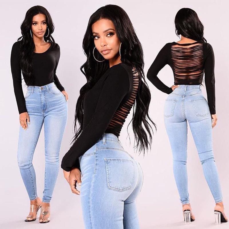 Stretch Slim High Waist Pocket Jeans