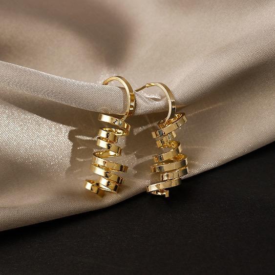 New Creative Twisted Spring Irregular Alloy Gold-plated Earrings