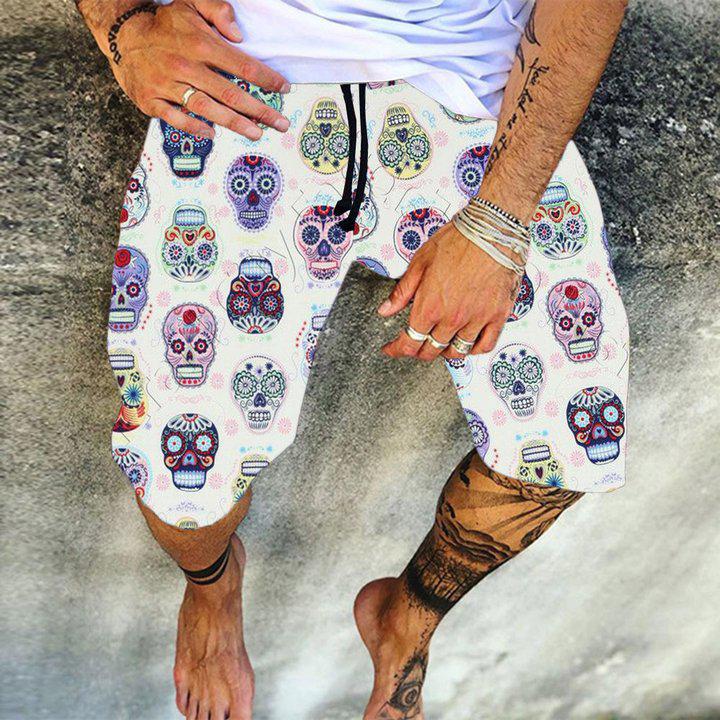 Print Skull Straight Lace-Up Men's Casual Pants