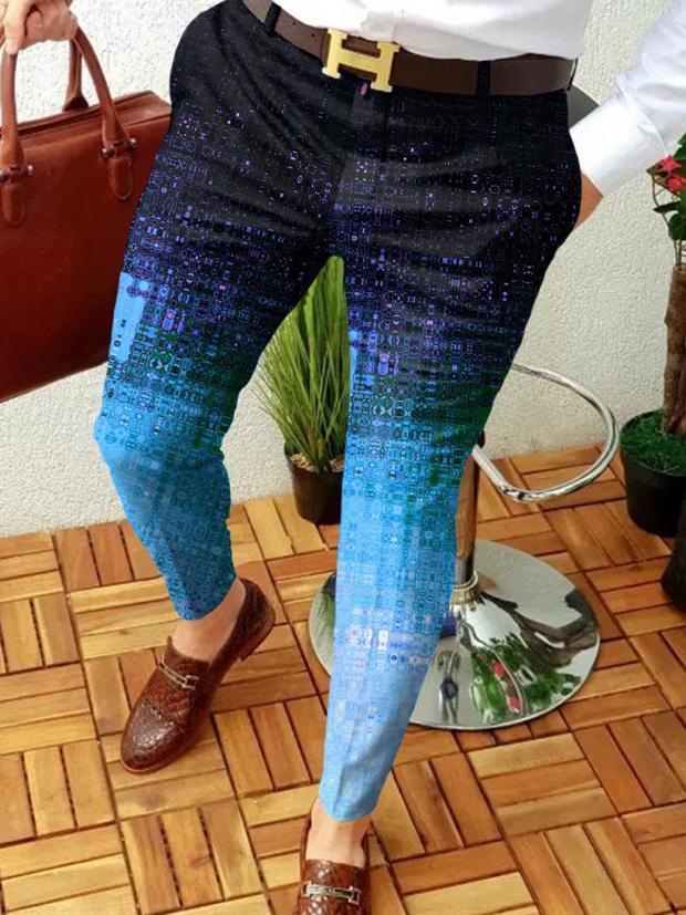 Designer Printed Casual Men's Suit Pant Trouser