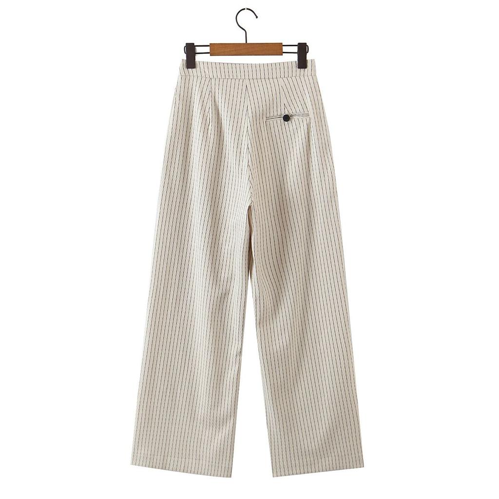 High Waist Striped Wide-leg Trousers