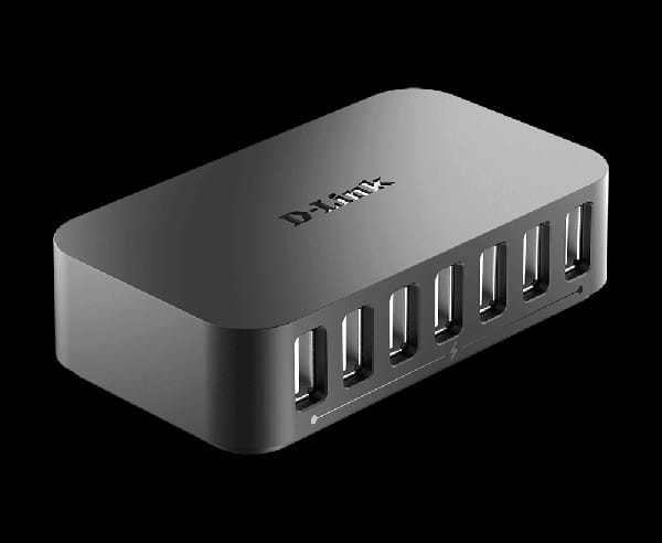 7-Port USB 2.0 Hub With 1 BC 1.2 Compliant Fast Charging Port, UK Power Adapter  SKU DUB-H7/DSB