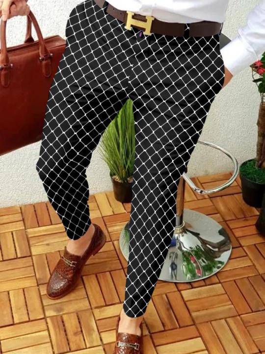 Retro Casual Printed Men's Suit Pants