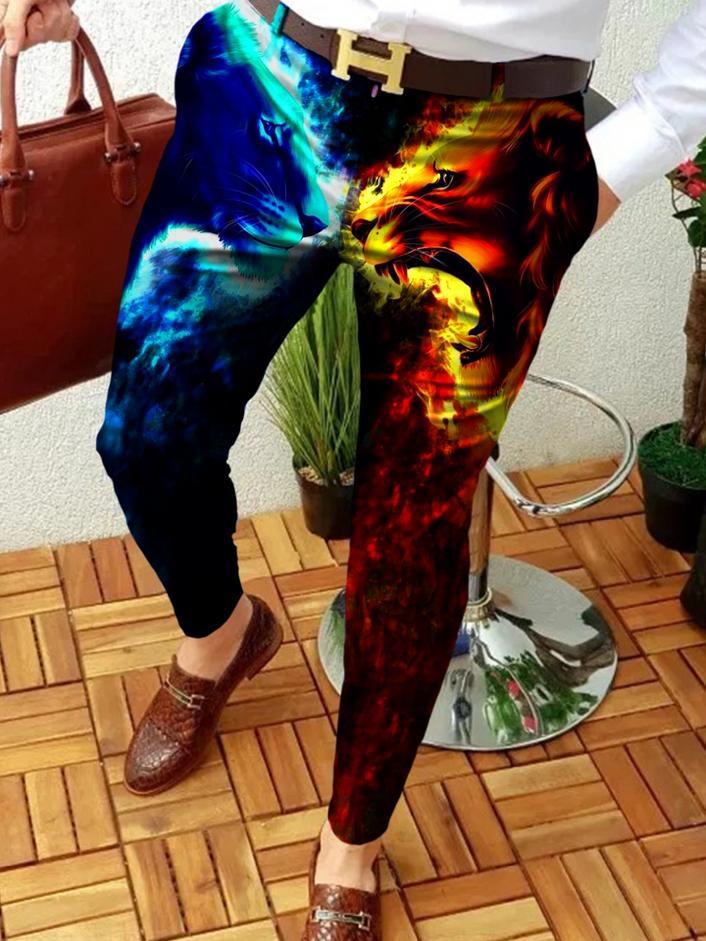 Designed Retro Casual Printed Men's Suit Pant