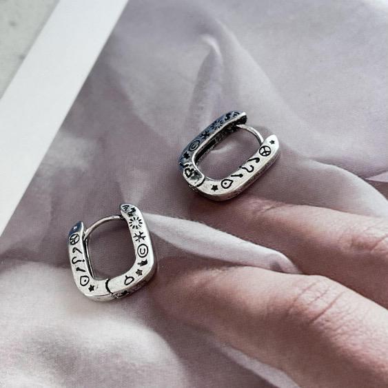 Fashion Graffiti Geometric Alloy Buckle Female Earrings