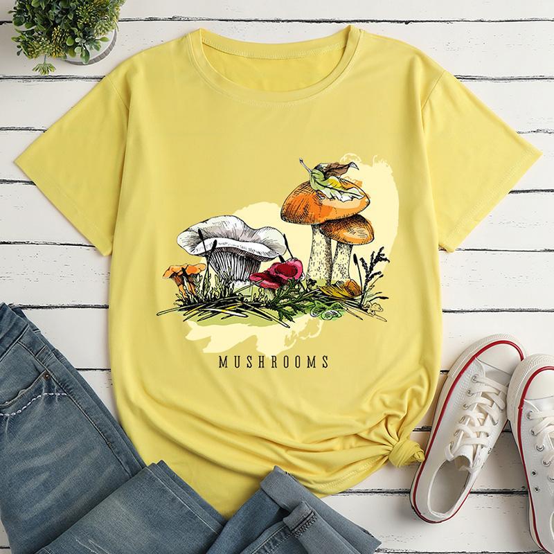 Cartoon Mushroom Print Short-sleeved Loose T-Shirt
