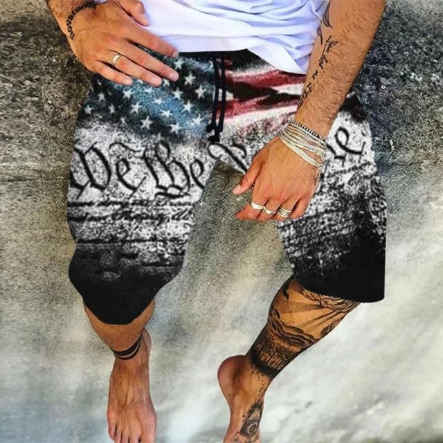 Print Skull Straight Lace-Up Men's Casual Pants