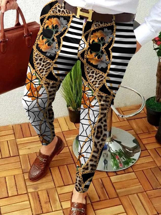 Retro Casual Printed Men's Suit Pants
