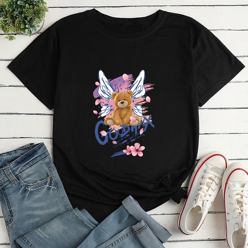 Cartoon Bear Personality Print Short-sleeved Loose T-Shirt