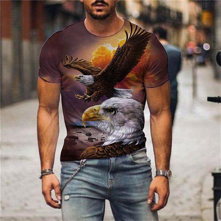 3D Graphic Printed Short Sleeve Shirts Abstract Print