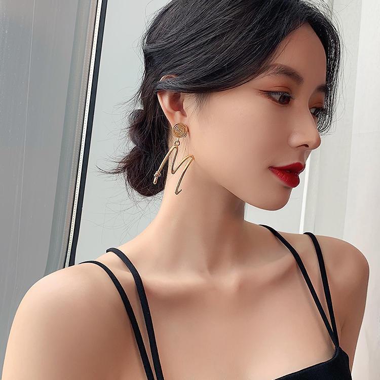 Fashion Simple M Letter Earrings Gold-plated Alloy Earrings