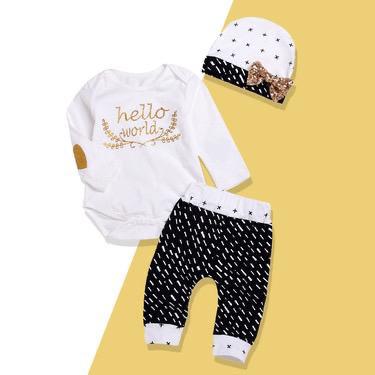 Baby Cotton Long Sleeve Triangle Suit 3-piece Children's Wear