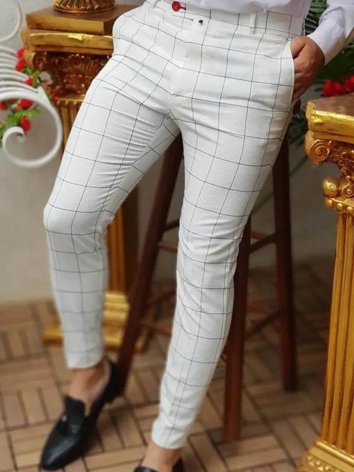 Retro Casual Printed Men's Suit Pants