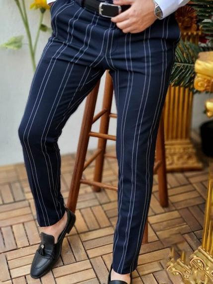 Retro Casual Printed Men's Suit Pants