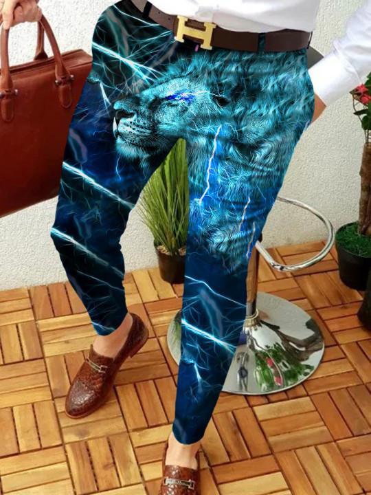 Retro Casual Printed Men's Suit Pants