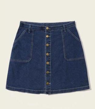 Plus Size Button Denim Skirt Clothes