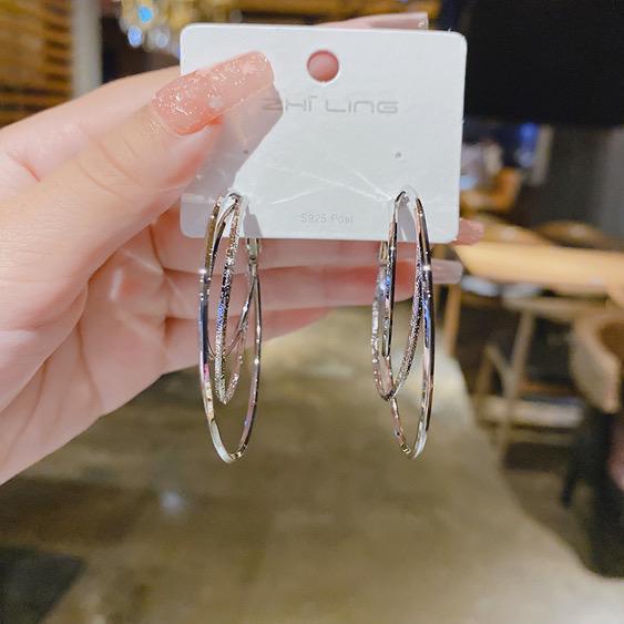 Fashion Simple Metal Three-layer Circle Alloy Earrings