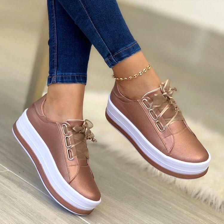 Golden Platform Casual Loafers Shoes