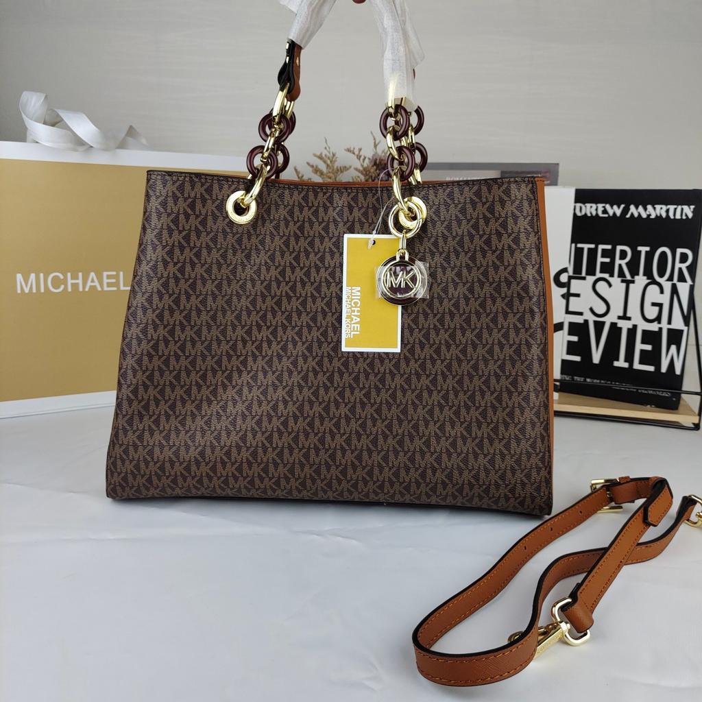 Michael Kors Classy PVC Signature Cynthia Satchel Handbag