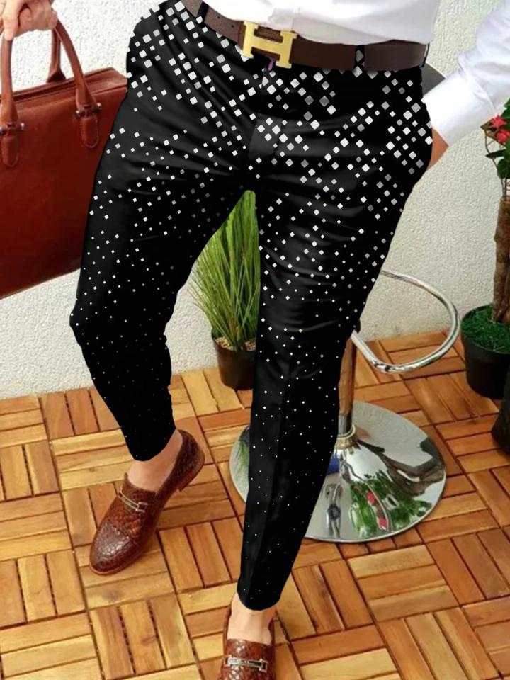 Retro Casual Printed Men's Suit Pants