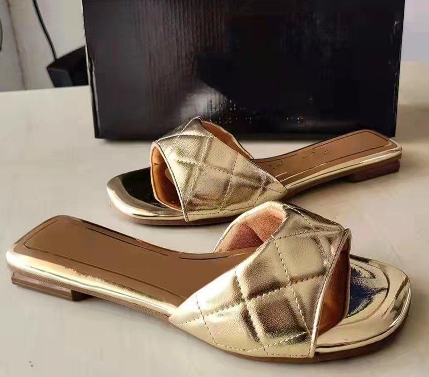 Casual One-word Belt Square Head Flat Slippers