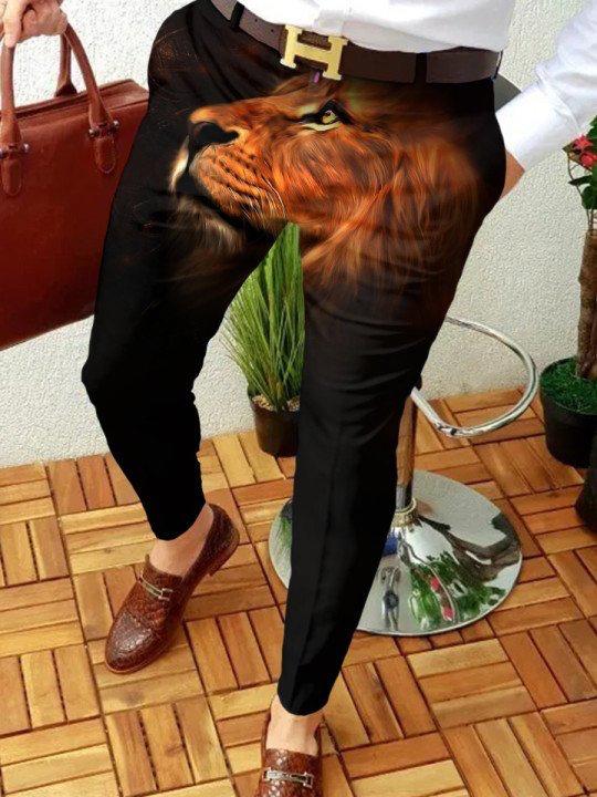 Retro Casual Printed Men's Suit Pants