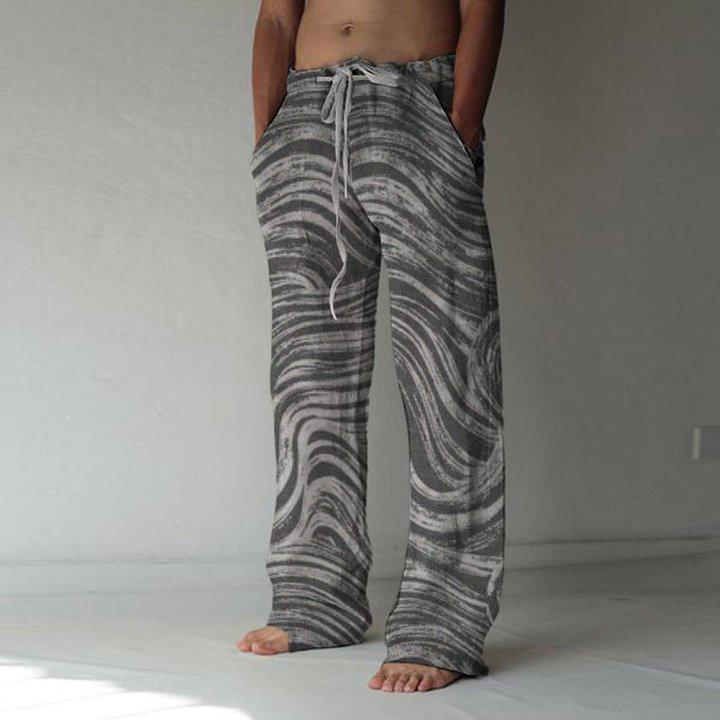 Designed Lace-Up Print Men's Summer Casual Pant