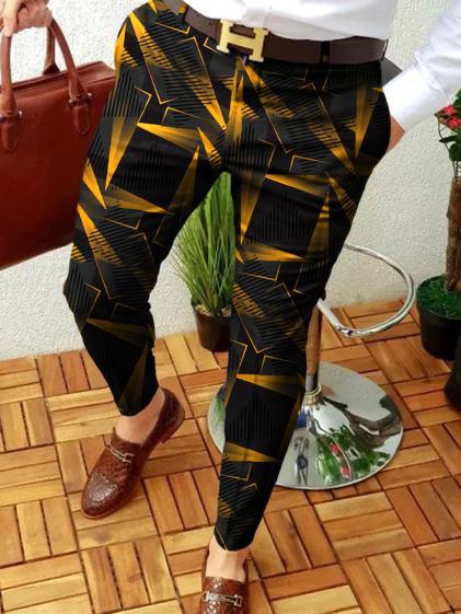 Retro Casual Printed Men's Suit Pants