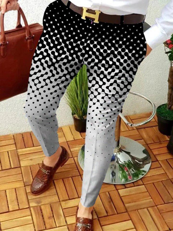 Retro Casual Printed Men's Suit Pants