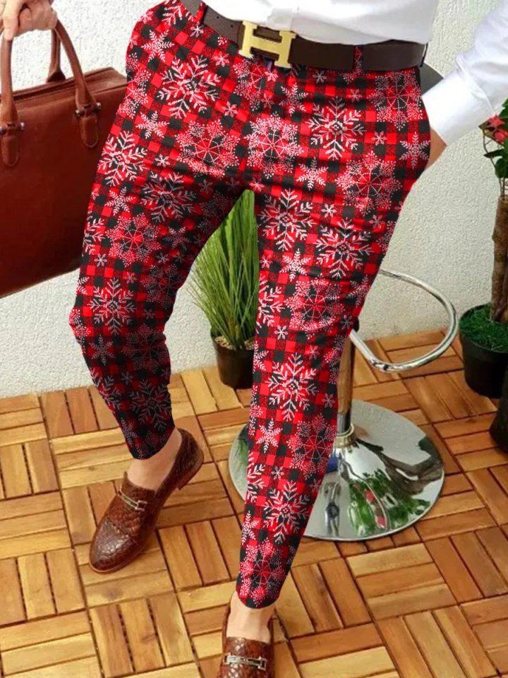 Retro Casual Printed Men's Suit Pants
