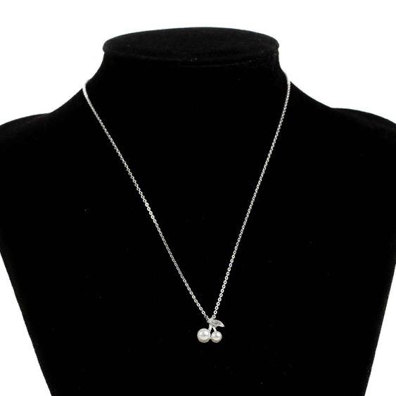 Fashion Shell Pearl Cherry Pendant Necklace