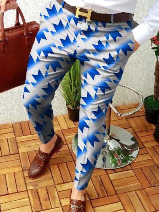 Retro Casual Printed Men's Suit Pants