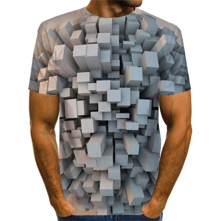 3D Graphic Printed Short Sleeve Shirts Abstract Print