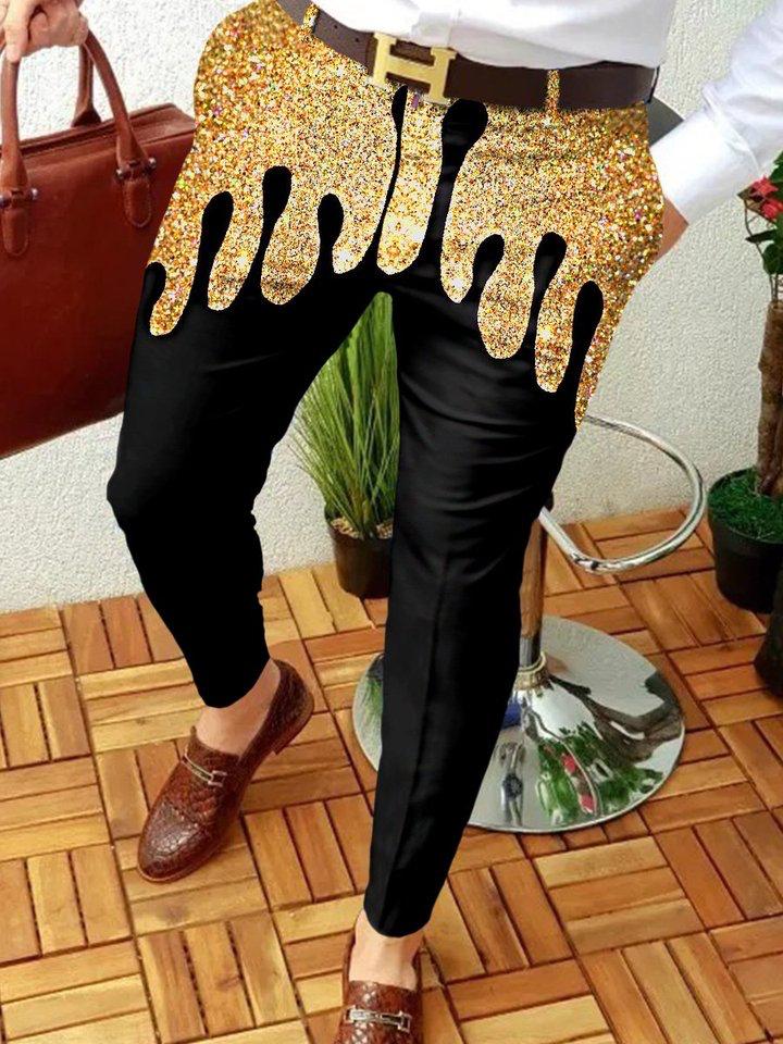 Retro Casual Printed Men's Suit Pants