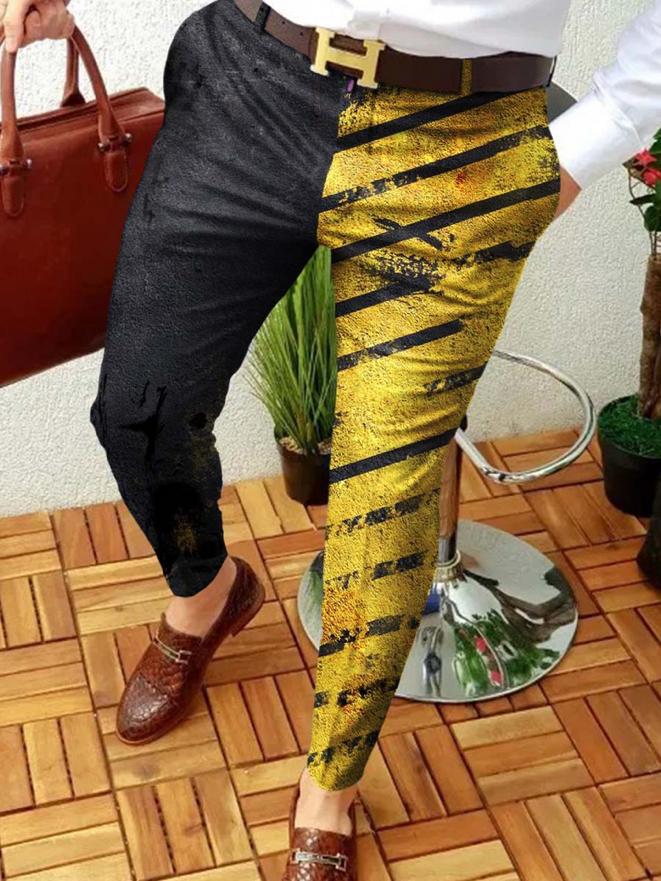 Retro Casual Printed Men's Suit Pants