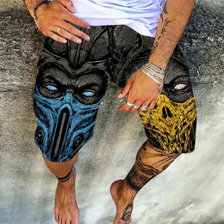 Print Skull Straight Lace-Up Men's Casual Pants