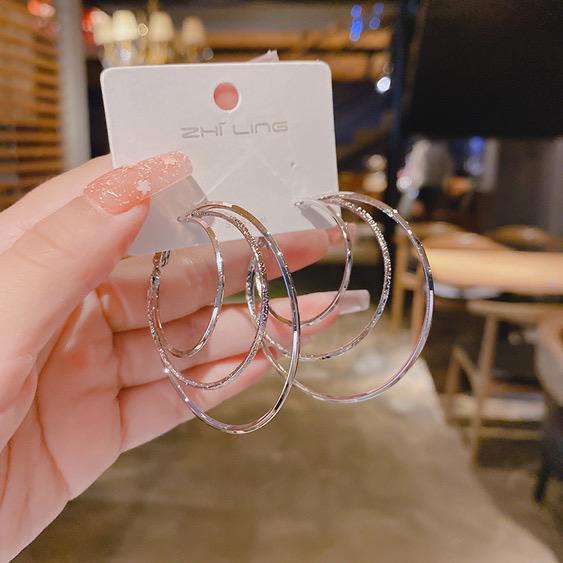 Fashion Simple Metal Three-layer Circle Alloy Earrings
