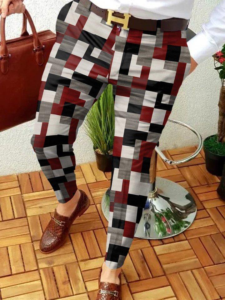 Retro Casual Printed Men's Suit Pants