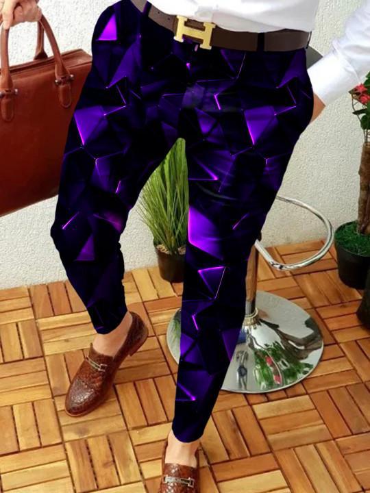 Retro Casual Printed Men's Suit Pants