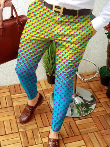 Retro Casual Printed Men's Suit Pants