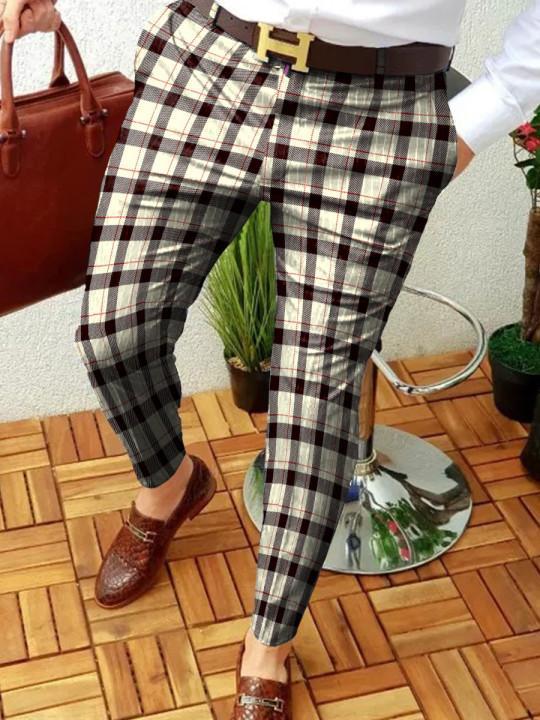 Retro Casual Printed Men's Suit Pants