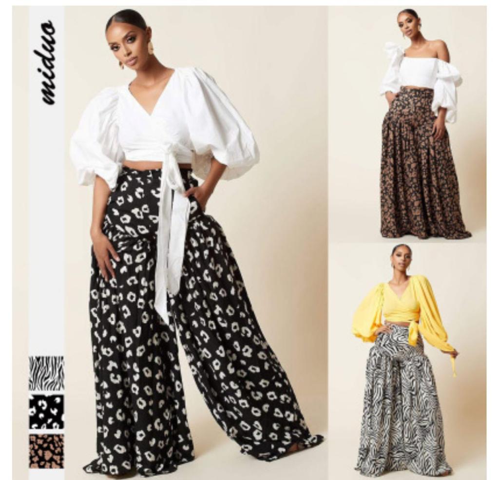 Printing Loose Wide Leg Full-length Long Trousers