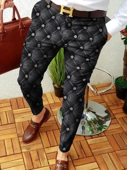 Retro Casual Printed Men's Suit Pants