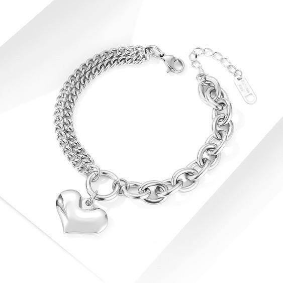 Fashion Heart-shaped Pendant Titanium Steel Bracelet